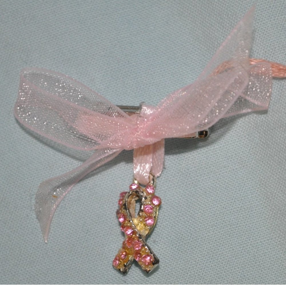 3 for $24 - pink rhinestone crystal breast cancer ribbon pin brooch (2111)